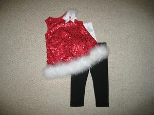 NUEVO "LENTEJUELAS MARABÚ NAVIDAD" Pantalones Niñas 9m Ropa de Invierno Conjunto Bebé - Imagen 1 de 1
