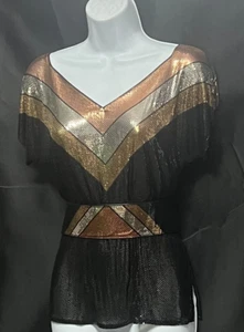 RARE Vintage Whiting & Davis Tri-colored Metal Mesh top and adjustable Belt - Picture 1 of 12