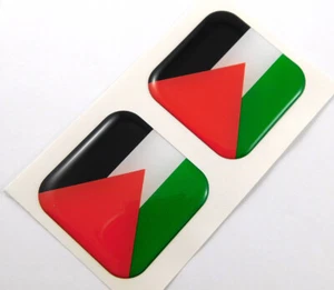 Palestine Flag Square Domed Decal car bike gel stickers 1.5" 2pc - Imagen 1 de 2