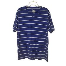 Beyond The Lion Men's Blue with White stripes V-neck short sleeve shirt size 3XL