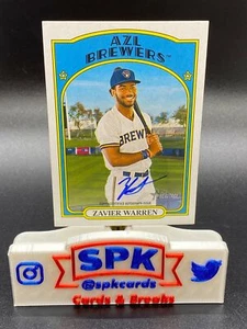 Topps Heritage Minor League 2021 Zavier Warren Real One automático AZL Brewers - Imagen 1 de 1