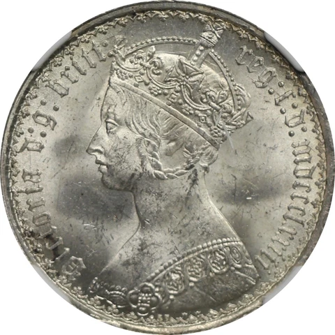 Great Britain 1873 silver florin Queen Victoria by William Wyon NGC MS63 Cover