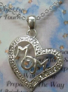 MOM Heart 18-20" Adjustable Necklace Silver Plate Great Mother's Day Gift NEW - Picture 1 of 4