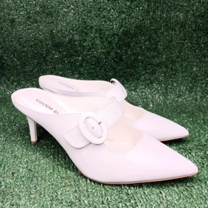 Gianni Bini White Pointed Toe Woman 2 Inch Mules SZ 7 M Excel Cond Free Ship - Picture 1 of 8