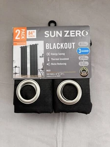 Sun Zero Black Blackout Curtains 2 Pack - Picture 1 of 4