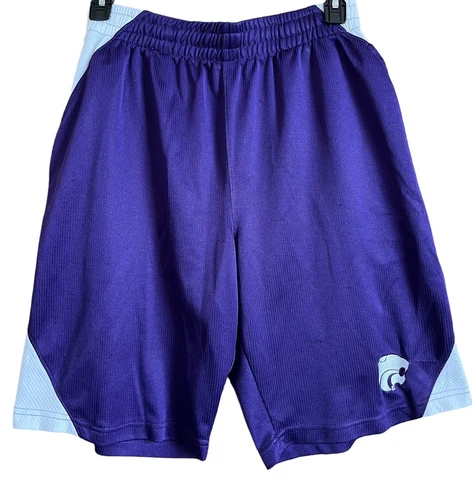 Kansas State Wildcats University NCAA Gym Shorts Size Medium Purple & White Cover