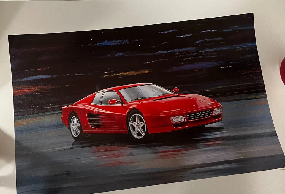 FERRARI 512 TR by Andrew Kitson 1992 - Rare Numbered Poster Reproduction - Image 1 of 4
