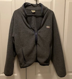 LL Bean Vintage Mens Full Zip Fleece Gray Size L USA Made EUC - Picture 1 of 4