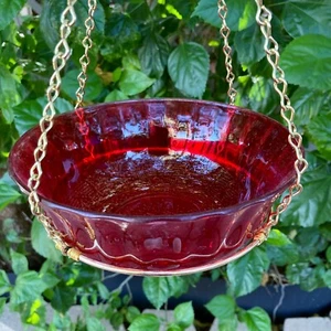 Bird Bath, Bird feeder, Pressed Glass Bowl, Hanging Bird Bath, Bird Lover Gift - Picture 1 of 4
