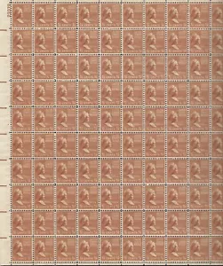 Martha Washington #805 1-1/2c Briefmarke postfrischer Bogen - Bild 1 von 3