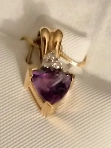 Designer 14 Carat SolidYellow Gold By C.Duneier Necklace Natural Amethyst 3 Dias - Picture 1 of 6