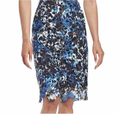 TAHARI Teagan Skirt Sheer Botanical Floral Lace Overlay 12 Scalloped MIDI $118 - Image 1 of 4