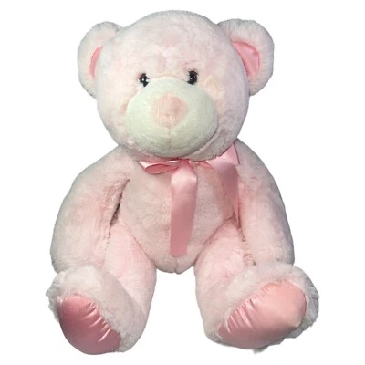 "Douglas Baby Nora Oso Rosa Orejas Satinadas Pies Arco Peluche Peluche Lovey 14"""  Foto 1 de 4
