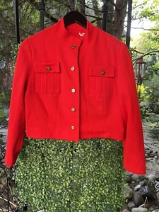 Vintage 50s 60s Saks Fifth Avenue Ave Knit Jacket Hot Tomato Red - Picture 1 of 11