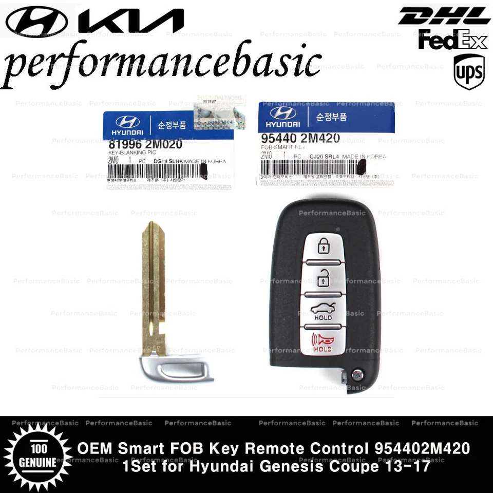 Mando a distancia con llave FOB inteligente OEM 954402M420 1 juego para Hyundai Genesis cupé 13-17 Foto 1 de 4