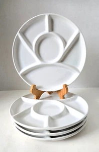 MCM Geteilt Weiß Fondue/Sushi/Vorspeise/Palette Keramik Teller 9" 4er Set - Bild 1 von 4
