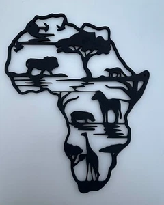 Wanddeko Wall Art Afrika mit Tieren 3D Druck 30x25cm mit Löchern zur Befestigung - Bild 1 von 2