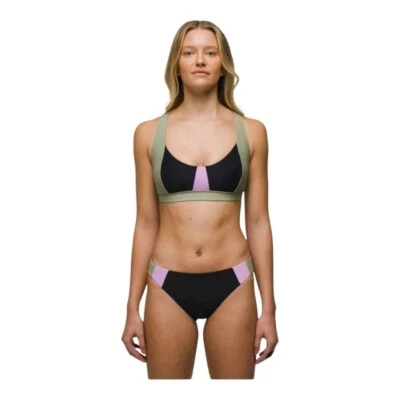 Conjunto de Bikini Prana Tulum Con Cordones Hipster Verde Rosa Negro Colorblock XL Foto 1 de 4