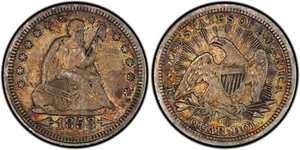 1853/4 *Arrows & Rays* Seated QUARTER *PCGS VF20*Popular Variety *FREE SHIPPING! - Picture 1 of 2