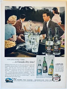 Anuncio de revista vintage de bebidas secas de Canadá de la década de 1960 14x11" Club Soda Ginger Ale Quinine - Imagen 1 de 1