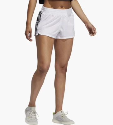 adidas women's Pacer 3-Stripes Woven Shorts Size X-Small GM2949 White/Black - Image 1 of 4