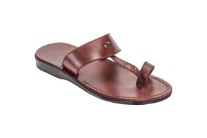 Sandalia Bíblica Jesús Chanclas Hecho a Mano Cuero Natural Genuino de Jerusalén - Imagen 1 de 6