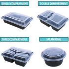 BLACK REUSABLE MEAL PREP MICROWAVE FOOD CONTAINERS BOXES WITH LIDS *ALL SIZES*