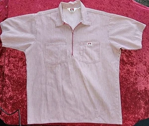 Vintage Ben Davis Hickory Red White Striped Short Sleeve Mens Size Large Cotton - Picture 1 of 10