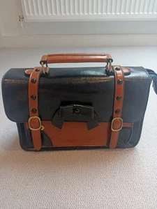 Black Vintage Rockabilly Buckle With Bow Retro Bag Satchel BANNED Apparel - Picture 1 of 6