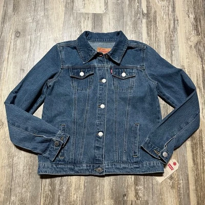 Chaqueta de mezclilla Levi's® Trucker para niñas - lavado oscuro XL 13-15 años nueva con etiquetas Foto 1 de 4