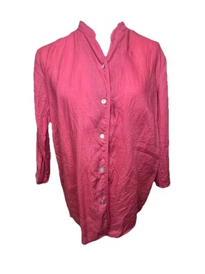Jillian Jones Womens100% Linen Button-Up Shirt Sz L Breathable Lagenlook Coastal - Image 1 of 4
