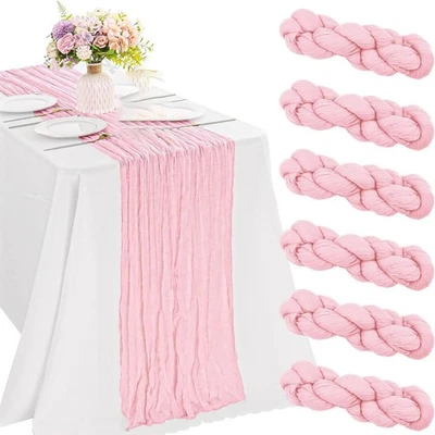 6 Pack Light Pink Gauze Cheesecloth Table Runners 10ft (35x120 Inch) - Boho W... - Image 1 of 4