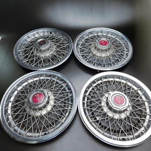 OEM Pontiac Firebird Catalina 15" Wire Spoke Hubcaps Set 4 GM 77 78 79 81 - Picture 1 of 12
