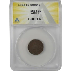 1864 L Indian Head Cent G 6 ANACS Bronze Penny 1c Coin SKU:I22139 - Picture 1 of 4