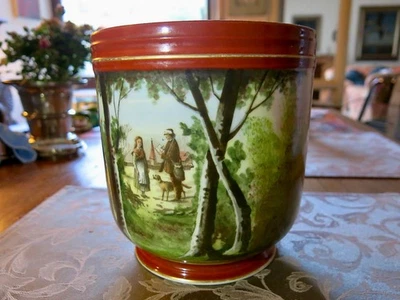 Antiker Blumenuebertopf, Englisch , handbemalt - Bild 1 von 4