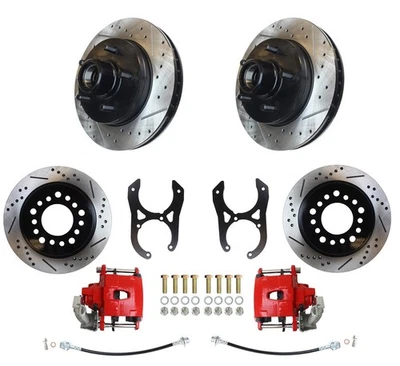 88-00 Chevy C1500 conversión de freno de disco delantero y trasero, pinzas de PC rojas Foto 1 de 4