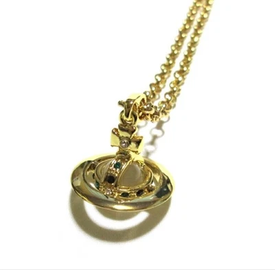 Vivienne Westwood Gold Multi-Ring Necklace with Clear Stone Used From Japan - Image 1 of 4