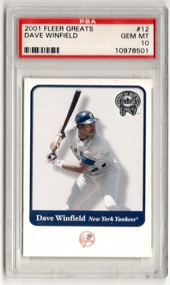 PSA 10 Dave Winfield 2001 Fleer Greats #12, New York Yankees, SD Padres, HOFer - Image 1 of 2