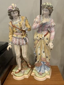 Vintage Paar Biskuitporzellan Statuen/Figuren Renaissance Stil - Bild 1 von 19