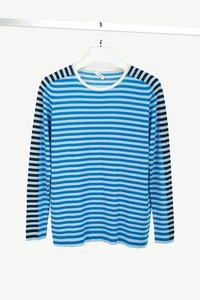 Akris Punto Blue Striped Wool Sweater, Size US L - Bild 1 von 9