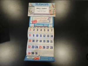 St. Joseph Aspirin Calendar Almanac Weather 1957 Emerick's Pharmacy Ahsley PA - Picture 1 of 12