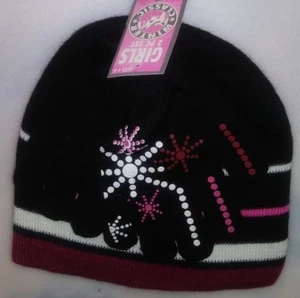 JUEGO DE 2 GUANTES CLÁSICOS DE INVIERNO PARA NIÑAS TALLA 4-6 1 SOMBRERO 1 PR PÚRPURA CON RAYAS A-21 - Imagen 1 de 2