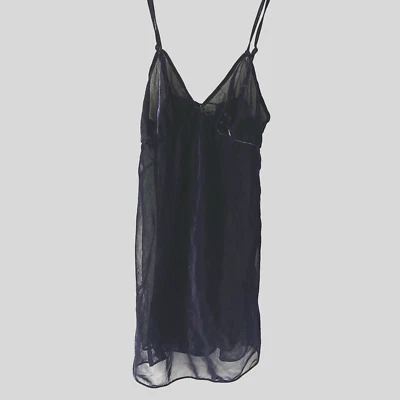 Gilligan & O'Malley Vestido Pequeño Sin Mangas Camisón Vintage Babydoll Metálico Transparente Foto 1 de 4