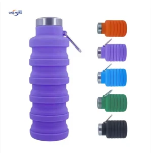 Portable Collapsible Silicone Water Bottle - BPA-Free, Leak-Proof, 17 oz - Picture 1 of 5