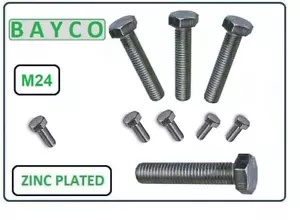 JUEGO DE TORNILLOS HEXAGONALES M24 - 24MM ROSCA COMPLETA ZINC CABEZA HEXAGONAL TORNILLOS - ALTA RESISTENCIA - Imagen 1 de 3