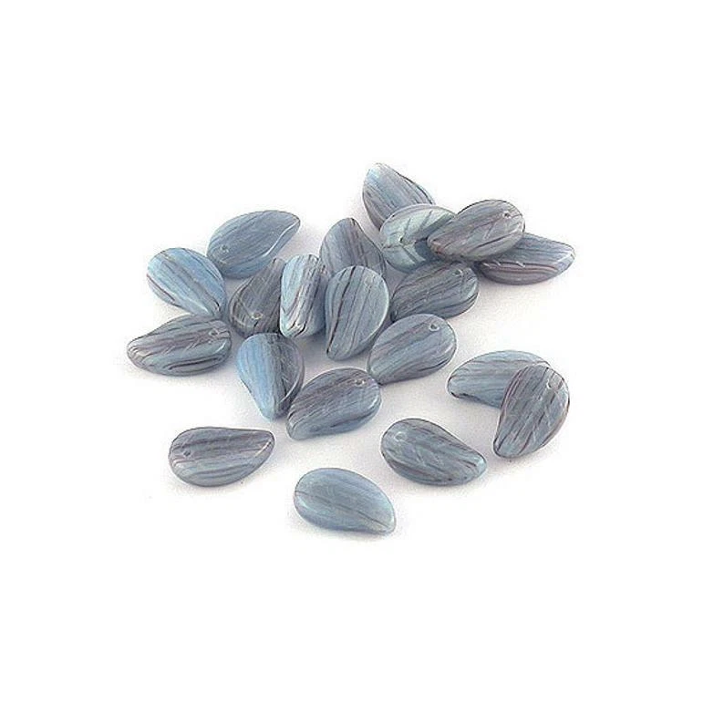 Vintage Czech Glass Leaf Beads - Cloud Blue Periwinkle - Pack of 20 Beads - Image 1 of 1