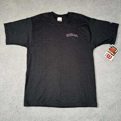 复古 Wilson 衬衫男式大号黑色全新带标签短袖美国制造空白 — 第 1/4 张图片