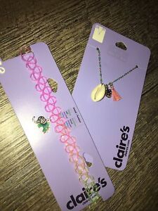 Claire’s Mood Elephant Rainbow Shell Charm Stretch Necklace Jewelry Lot