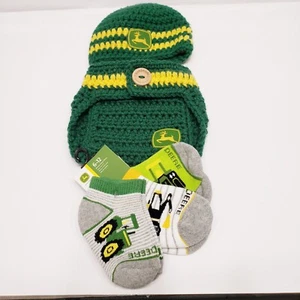 Crocheted John Deere Baby Hat Handmade, Diaper Cover, Newborn Socks - Picture 1 of 5