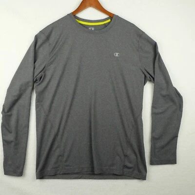 Champion T Shirt Mens Medium Gray Long Sleeve Athletic Stretch Double Dry - Image 1 of 4